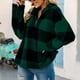 thumbnail image 1 of Puntoco, abrigo para mujer, moda para mujer, cálido cuello de tortuga, cremallera, estampado a cuadros, prendas de vestir exteriores informales de felpa, top, liquidación de Navidad Puntoco Puntoco-3432, 1 of 9