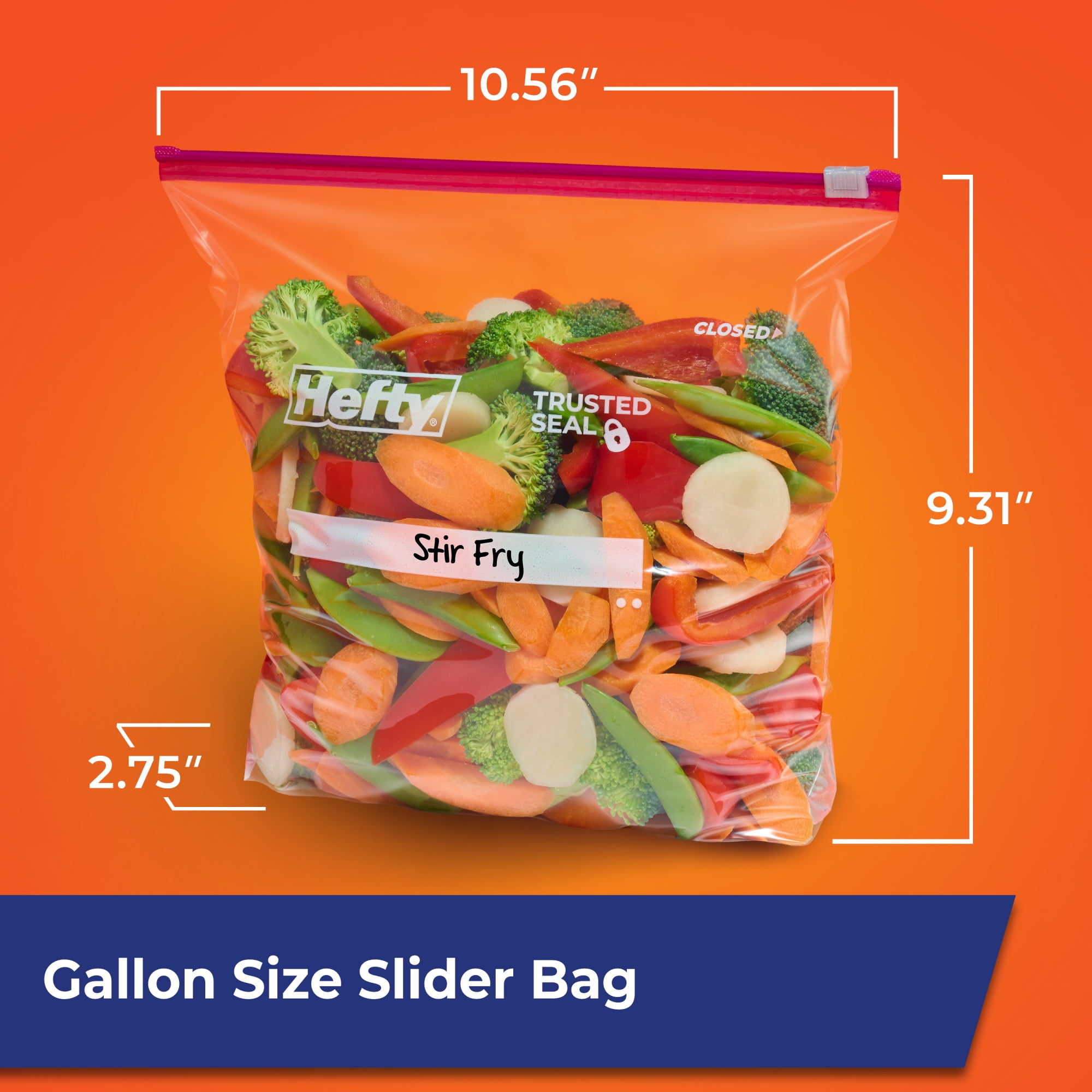 (4 pack) Hefty Slider Gallon Storage Bags, 40 Count