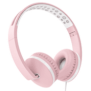 Seenda Kids Headphones for Girls Boys, Wired Kids Headphones with Microphone for School, Lightweight Foldable Stereo Bass Volume Control Kids Headphones for Cell Phone/Tablet/Laptop/MP3/4, Pink
