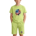 thumbnail image 2 of DJDLJWCJ Girls Outfit Sets Girls Crewneck Graphic Tee Shirt and Elastic Waist Stretch Soft Shorts Green Size 13, 2 of 10