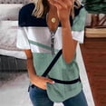 thumbnail image 3 of Jersey de manga corta para mujer, Tops informales holgados a la moda con estampado de Color en contraste y cremallera, Blusa de manga corta para mujer, 3 of 5