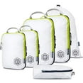 thumbnail image 1 of Compression Packing Cubes for Travel - Luggage and Backpack Organizer Packaging Cubes for Clothes White and Green, 6 Piece Set, 1 of 1