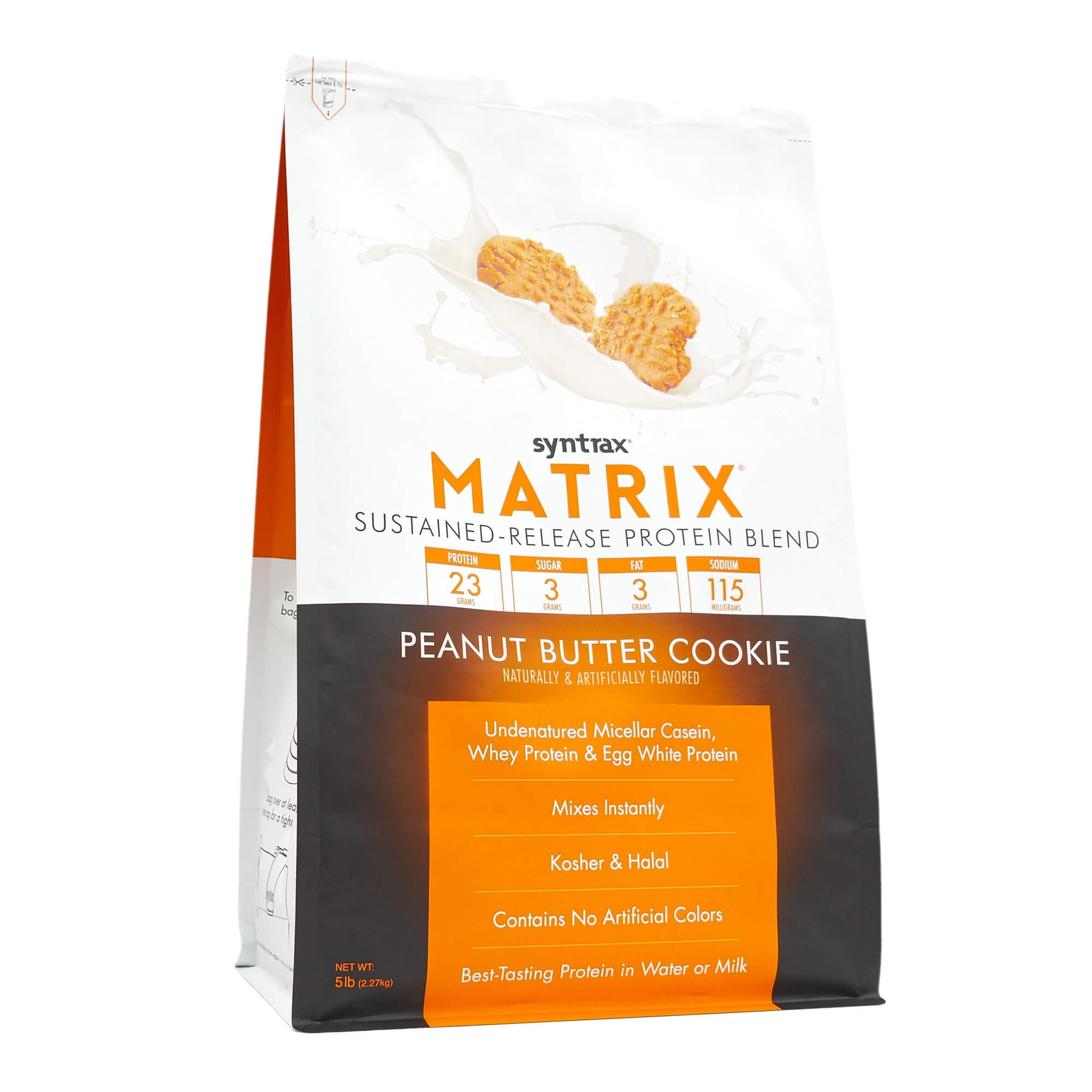 Syntrax Matrix Peanut Butter Cookie Sustained‑Release Protein Powder Blend 5 lb with Real Cookie Pieces