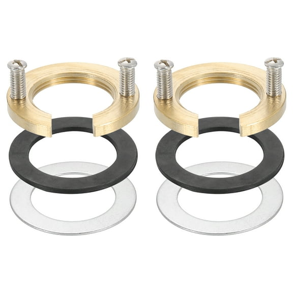 2Sets Female Thread Hex Lock Nut 1-1/4inch (30.5mm) Brass C-Type Single Hole Faucet Lock Nuts with Gasket
