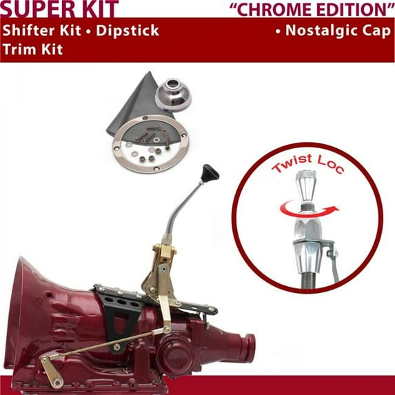 American Shifter C4 Shifter Kit Chrome 8 in. Trim Kit Dipstick for F6DAD