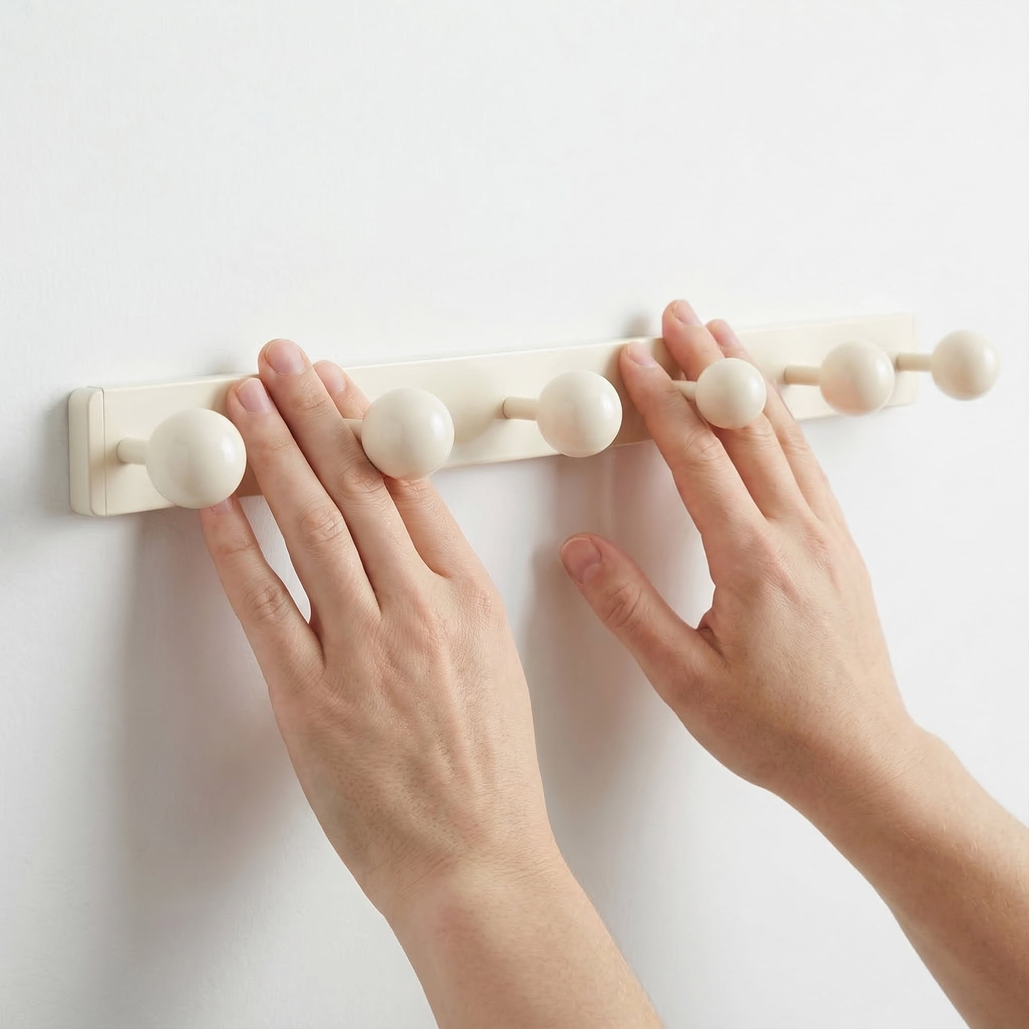 Unique Bargains Coat Rack Wall Mount Aluminum Wood Hook for Entryway White 18.9"x1.6"