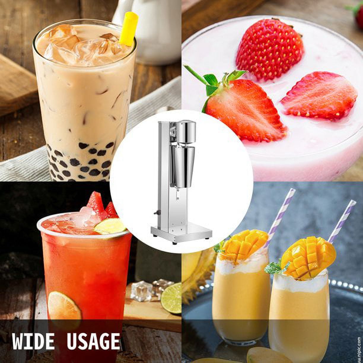 VEVORbrand 180W Commercial Electric Milkshake Maker Drink Mixer Milkshake Machine Smoothie Milk, Silver