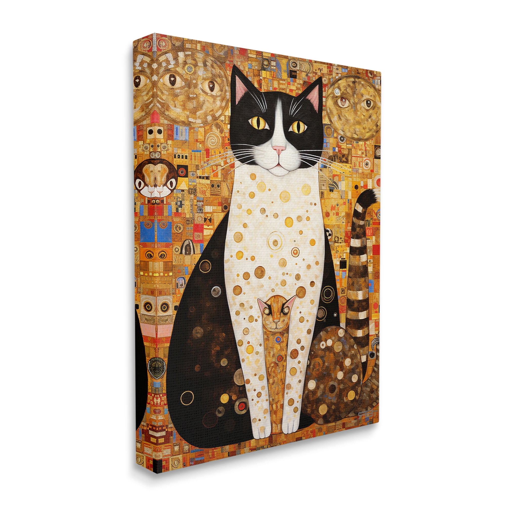 Stupell Industries Mosaic Style Cats Pattern Animals & Insects Painting Gallery Wrapped Canvas Art Print Wall Art, 24 x 30