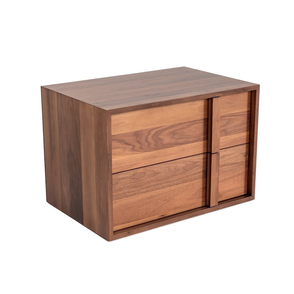 Limari Home Berlin Modern Veneer and Solid Wood Bedroom Nightstand in Walnut