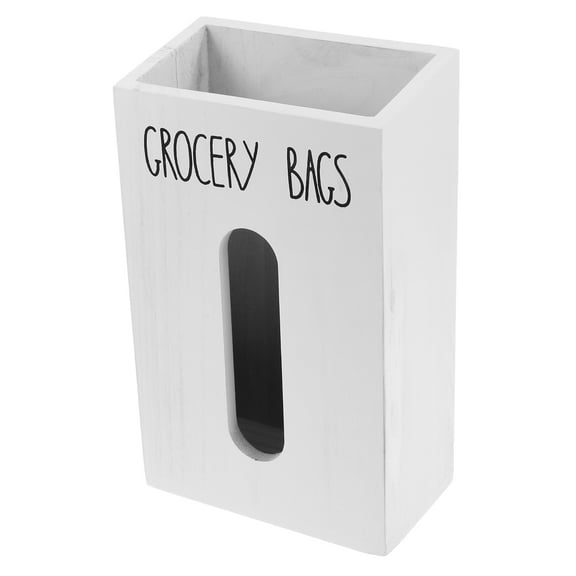 STRANDCHIC White Wooden Rectangular Grocery Bag Storage Organizer for Kitchen, Home, and Office Use