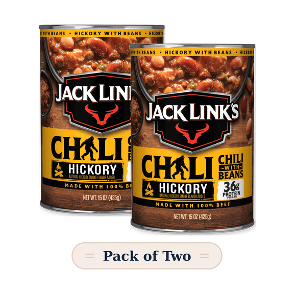 Jack Link's Chili Hickory Flavored with Beans, 15 ounce Can, 36 grams of Protein (Pack of Two CAN)