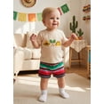 thumbnail image 6 of BemeyourBBs Toddlers Baby Boys Mexican Fiesta Outfits Cinco De Mayo Baby Boy Outfit Short Sleeve Embroidery T-shirt with Striped Pockets Shorts Set Toddler Boys Summer Clothes, 6 of 9