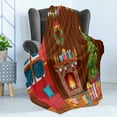 thumbnail image 4 of Cozy Soft Flannel Fleece Throw Blanket, Christmas in Winter Night Happy Cartoon Noel Inspired Flourish Room, Cozy Plush for Indoor and Outdoor Use, 50" x 60", Multicolor, by Ambesonne, 4 of 5
