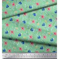 thumbnail image 2 of Soimoi Green Poly Georgette Fabric Bubbles,Starfish & Tangfish Ocean Printed Craft Fabric by the Yard 42 Inch Wide, 2 of 3
