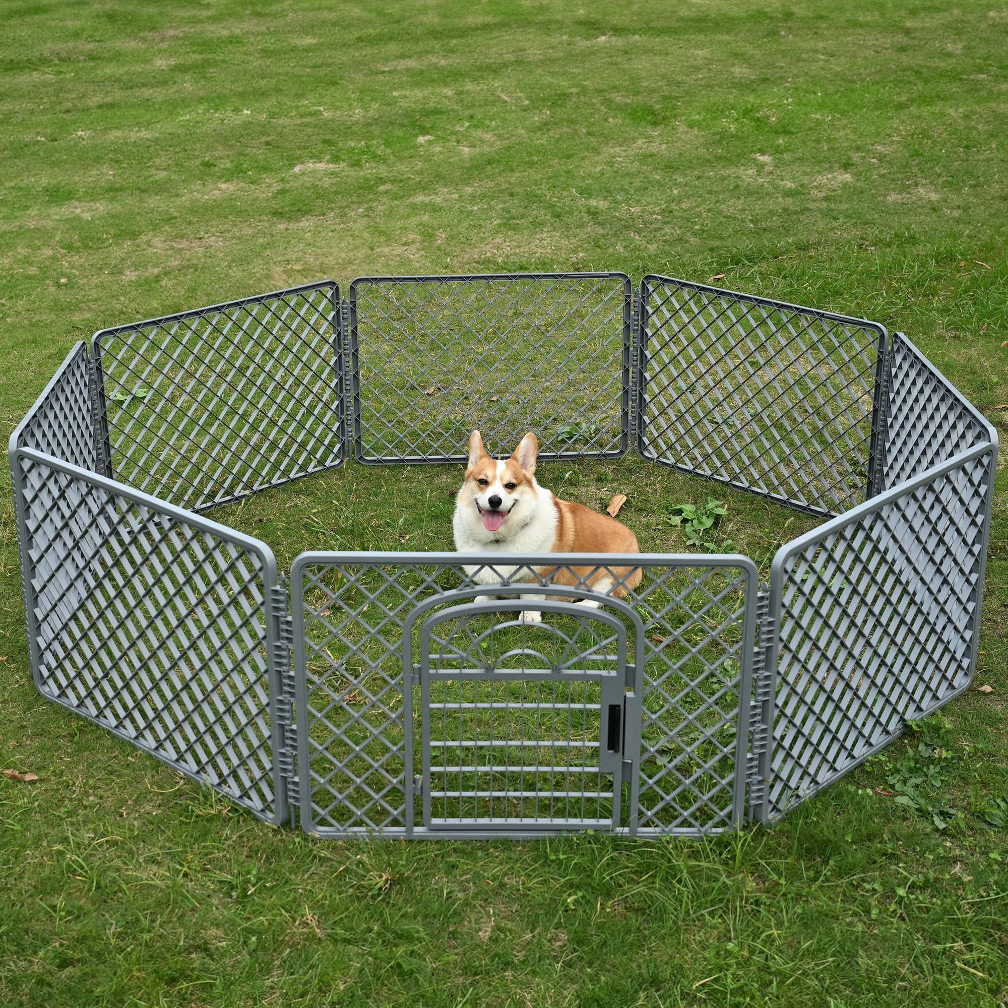 Vibrant Life 8-Panel Plastic Playpen for Dogs, Dark Gray, 24"