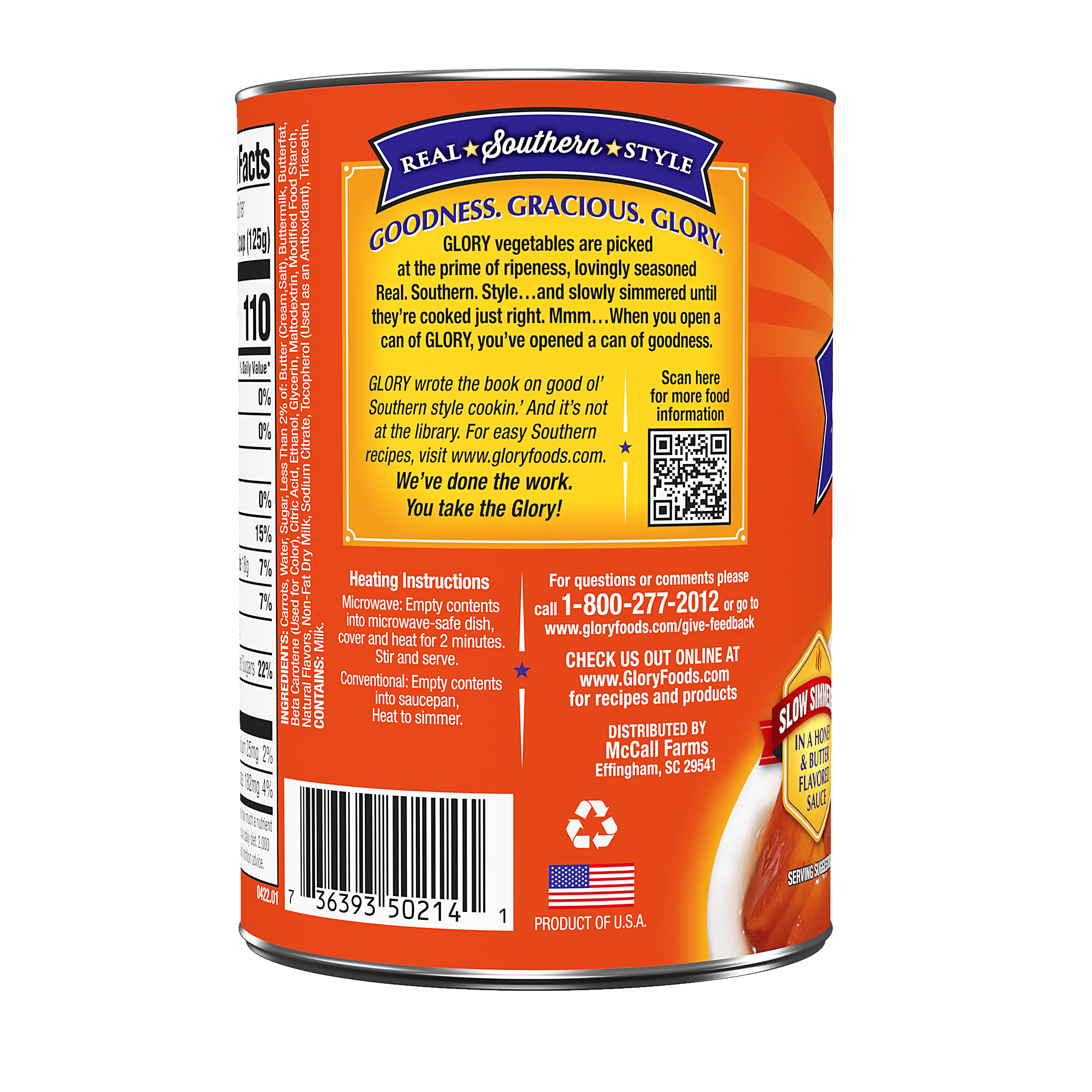 Glory Foods Seasoned Southern Style Honey Carrots Canned Vegetables 15.5 oz (Pack of 4)