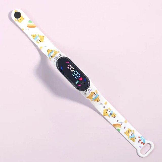 Disney-reloj electrónico LED de Mickey y Minnie para niños, cronógrafo Digital con correa de impresión, pulsera táctil a prueba de agua, regalo