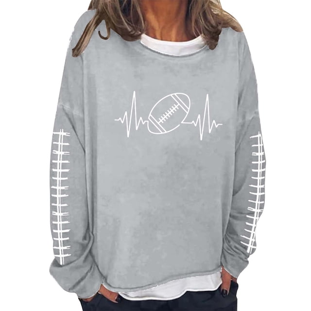Sweat à Capuche pour Femmes - Manches Longues Col Rond Imprimé Rugby pour un Port Quotidien Confortable et Style Athlétique