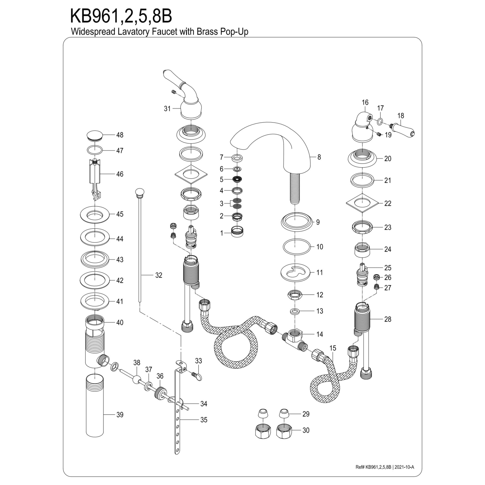 Kingston Brass KB965B Magellan Widespread Bathroom Faucet with Brass Pop-Up, Oil Rubbed Bronze