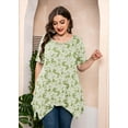 thumbnail image 3 of SHOWMALL Plus Size Tunic Tops for Women Clothes Short Sleeve Green Roses 3X Summer Blouse Swing Tee Crewneck Clothing Flowy Shirt for Leggings, 3 of 7
