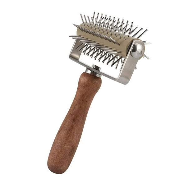 ckepdyeh Stainless Steel Wheel Pizza Bread Needle Punchers Roller Pie Pastry Dough Pitter Wooden Handle