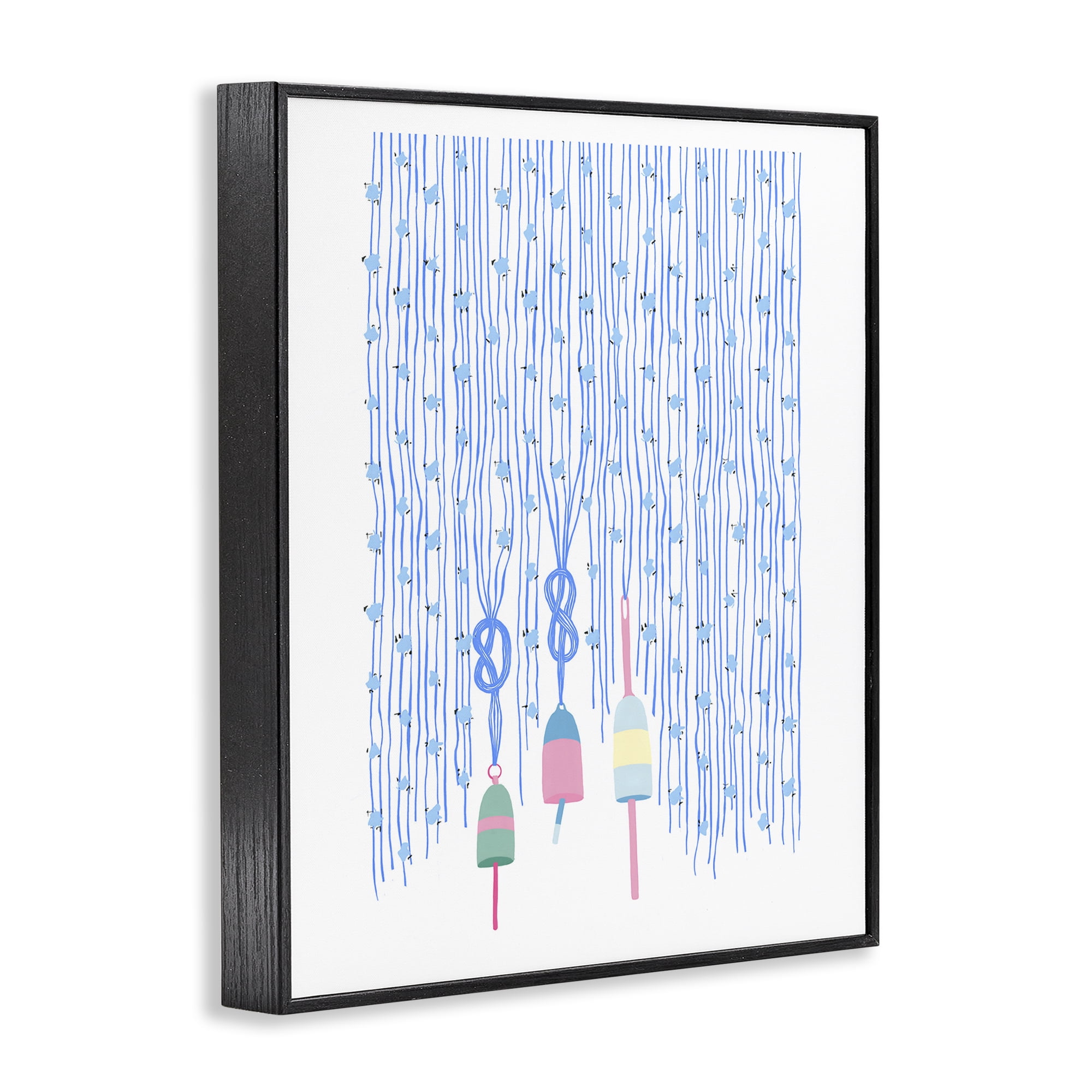 Stupell Industries Hanging Buoys on Ropes Black Framed Giclee Art, design by Melissa Tilley