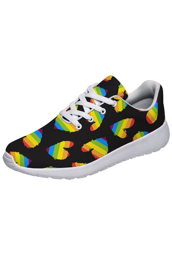 Unisex Fashion Rainbow Shoes, LGBT Sneakers for Men Women, Lightweight Breathable Running Walking Shoes White Size 11