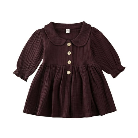 

Mioliknya Girl Long Sleeve Dress Party Doll Collar Dress