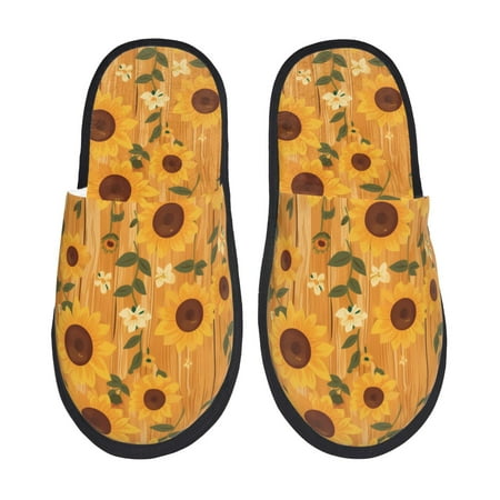 

Slippers for Women Men Modern Wood Grain Sunflower Warm Womens Mens House Shoes Bedroom Slippers Fuzzy Memory Foam Slippers Winter House Indoor Shoes Aesthetic Dorm Slippers