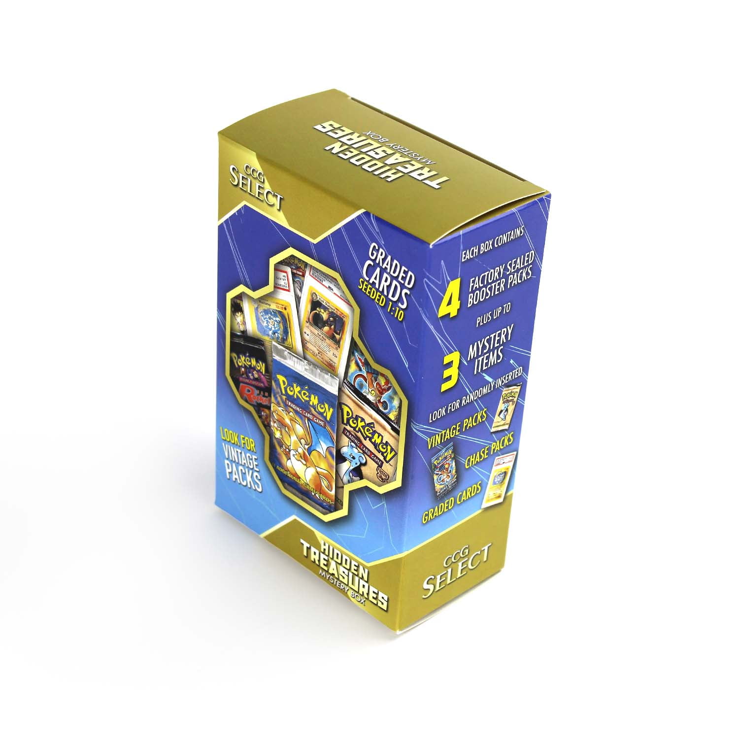 CCG Select | Hidden Treasures Mystery Box | 4 Booster Packs + Bonus Items | Compatible with Pokemon Cards