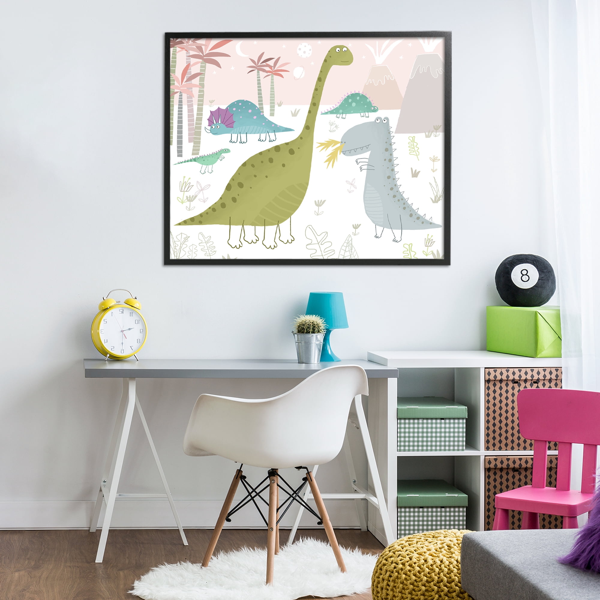 Stupell Industries Earthy Jurassic Dinosaurs Black Framed Giclee Art, design by Carla Daly