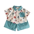 thumbnail image 4 of Toddler Boy Outfits 2 Piece Cartoon Print Lapel Short Sleeve Button Shirt Top And Shorts Outdoor Wear Baby Boys' Clothing Sets Size 18-24 Months, 4 of 9