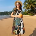 thumbnail image 4 of Sikiie Abstract Dalmatian Art Print Women's Short-sleeved Dress, Round Neck Slim Knee-length Dress, Summer Clothing Suitable for Daily Leisure and Vacation, 4 of 6