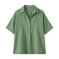 thumbnail image 7 of UAMVSH Womens T Shirts Loose Pleated Button Up Short Sleeve Tunic Tops Business Casual Collared Work Blouses Summer Outfits, 7 of 7