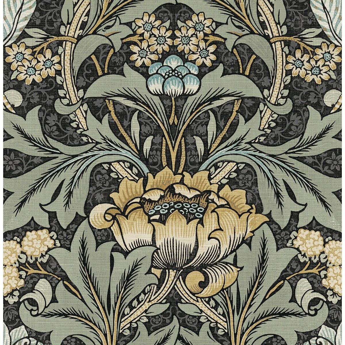 Seabrook Designs Red Clay & Lichen Acanthus Floral Prepasted Wallpaper