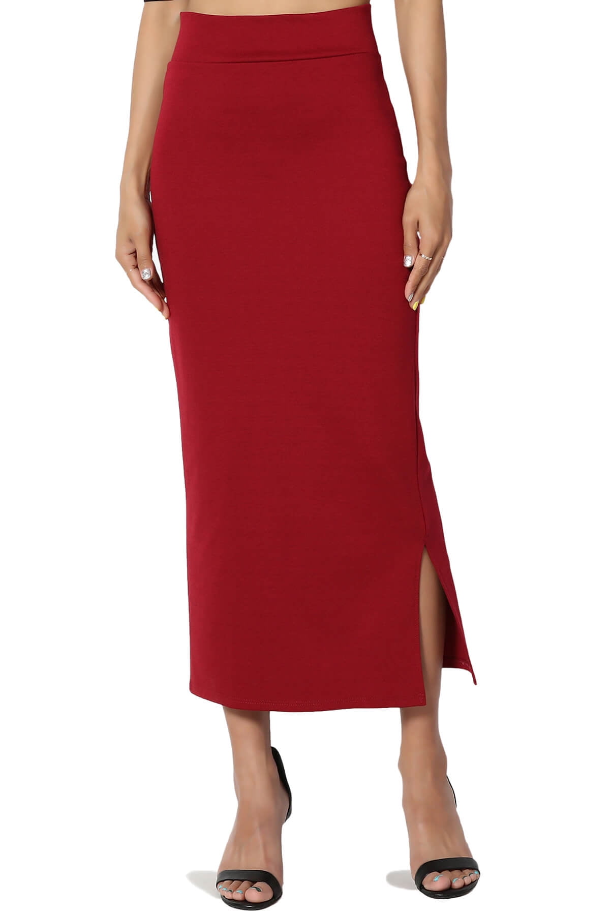 Women Fashion Long Maxi Skirt Pencil Floor Length Skirt Solid Color High Waisted Casual Skirt by Lowprofile 