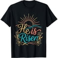 thumbnail image 2 of 100% Cotton Unisex He is Risen Minimal Christian Easter Sunrise T-Shirt, 2 of 5