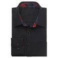 thumbnail image 5 of HISDERN Mens Casual Dress Shirts Long Sleeve Button Down Shirts Inner Contrast Formal Shirt Black Red, 5 of 7