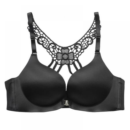 

Baozhu Women Front Closure Push Up Gather Bra Lace Beautiful Back