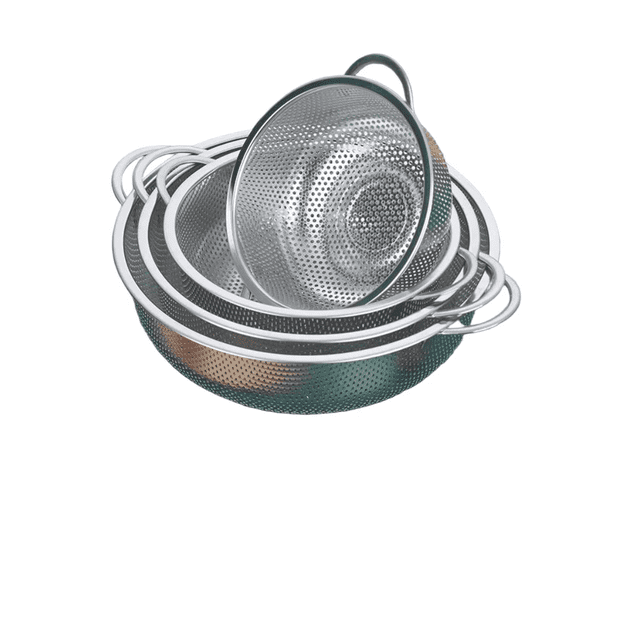 Juego De Coladores De Malla De Acero Inoxidable Microperfora Xtellar Plateado