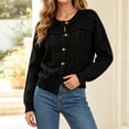 thumbnail image 4 of Xdegoge Crop Cardigan for Women Long Sleeve Button Down Pointelle Hollow Out Lightweight Knit Sweater Casual Cozy Fall Outerwear, 4 of 6