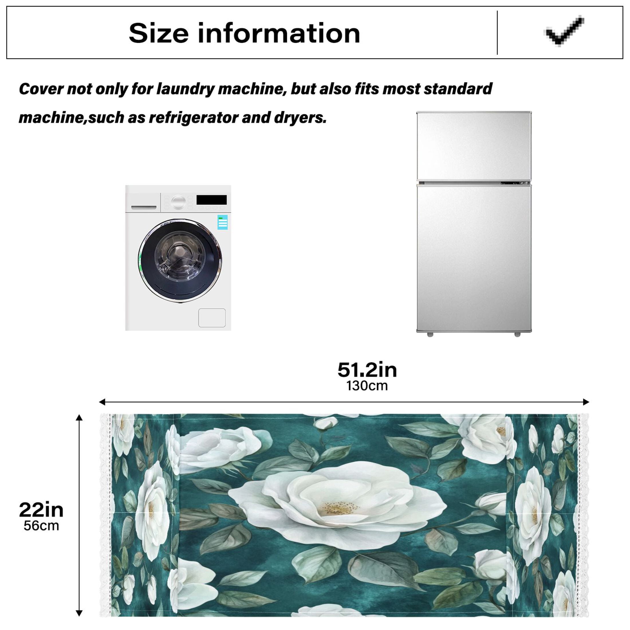 WOBOGO Large White Roses Pattern Washing Machine Cloth Dryer Refrigerator Top Cover Protective Non-Slip Mat For Kitchen Laundry