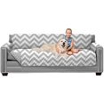 thumbnail image 1 of Original Patent Pending Reversible X-Large Oversized Sofa Protector for Seat Width up to 78 Inch, Furniture Slipcover, 2 Inch Strap, Couch Slip Cover Throw for Pet Dogs, Sofa, Chevron Gray, 1 of 8