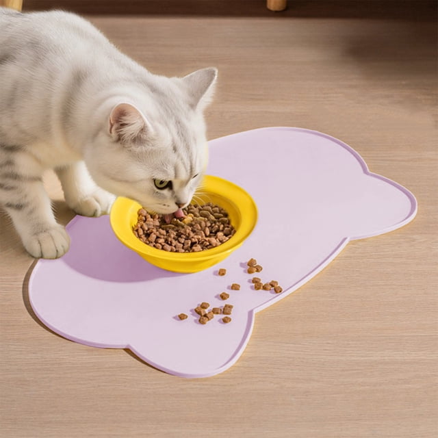 PRETXORVE Rectangular Silicone for Cats and Dogs Defend Spill and Defend Slide Slow Feeding Foolproof To Clean Silicone Placemat