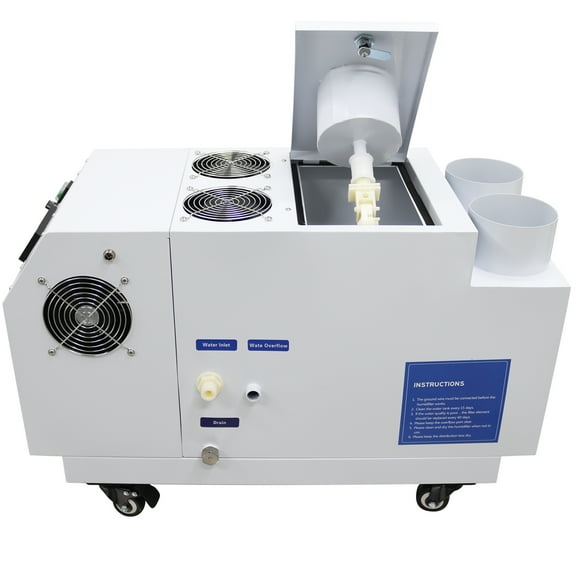 Industrial Ultrasonic Humidifier Commercial Cool Mist Humidifier Air Cooler Sprayer with Water Barrel Hole 110V 13.5kg/h 340m³/h