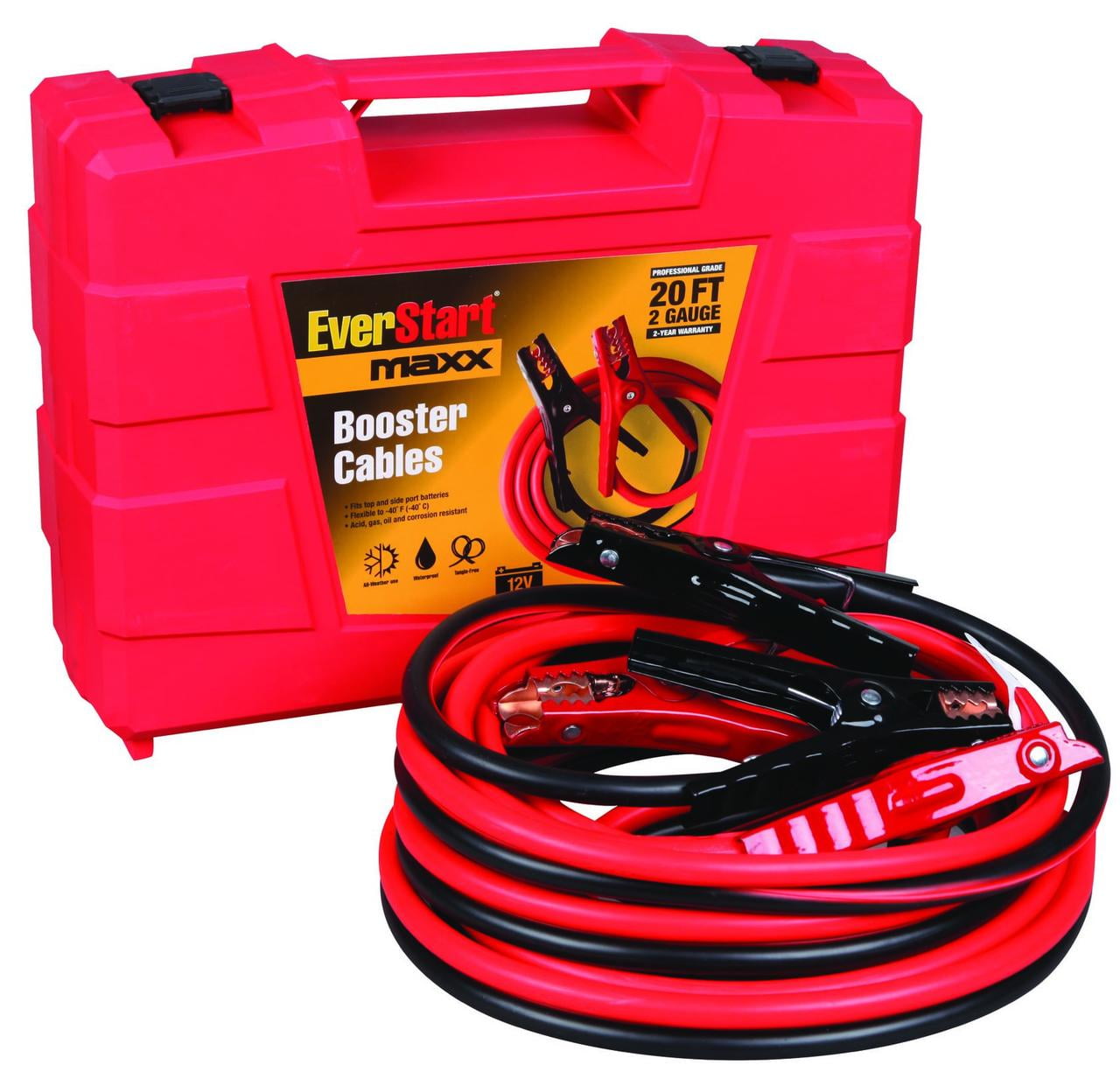 Everstart 20 Foot 2 Gauge, Automotive Booster Cables, Jumper Cables