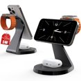 thumbnail image 1 of Estación de carga 3 en 1 para dispositivos Apple, soporte de cargador Mag-Safe de carga rápida, cargador inalámbrico para iPhone 16/15/14/13/12 Series, AirPods e iWatch (cargador USB-C de 30 W incluid, 1 of 5