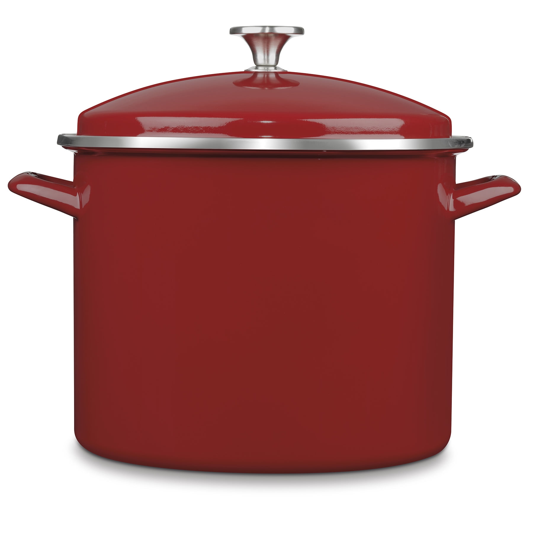 Cuisinart Enamel On Steel 12 Quart Stockpot with Cover, Red