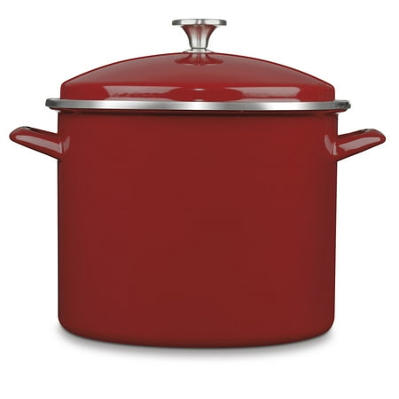 Cuisinart Enamel On Steel 12 Quart Stockpot with Cover, Red