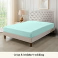 thumbnail image 2 of 500 Thread Count 100% Egyptian Cotton 3-Piece Fitted Sheet ( 1 Fitted Sheet + 2 Pillow Covers) 18 Inches Deep Pocket Size Twin Color Aqua Blue Solid, 2 of 6